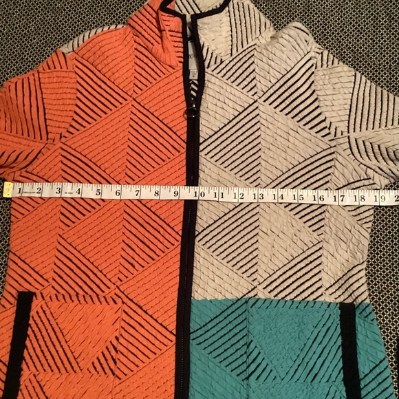 Nic+Zoe This or That Full Zip Jacket orange/turquoise/white Small - Picture 6 of 6